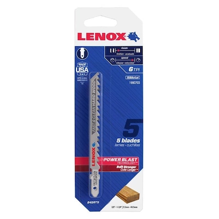 Lenox Lenox 4 in. Bi-Metal T-Shank Jig Saw Blade 6 TPI 5 pk 1990703